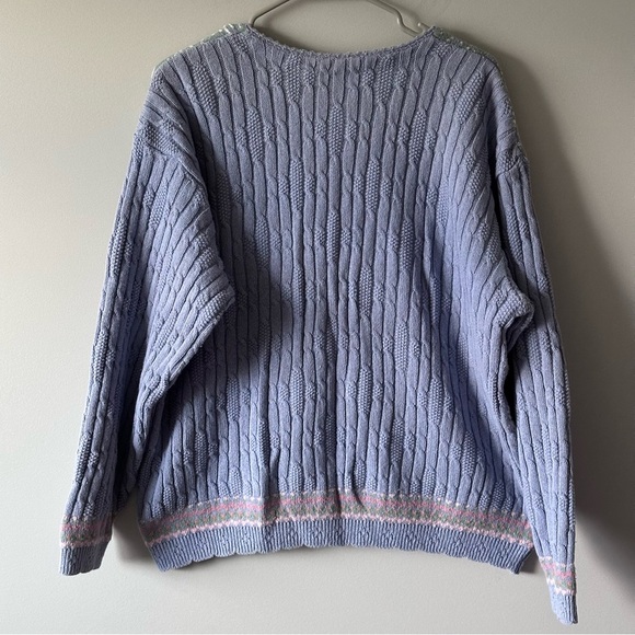 VTG Northern Treasures Large Blue Birdbath Cardigan Sweater CottageCore - Picture 7 of 14